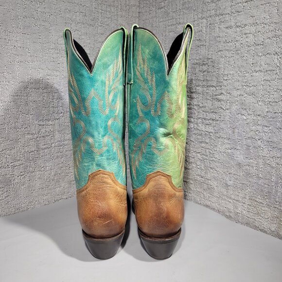 Masterson RBC824 Men's Size 14 EW US Brown Green Leather Pull on Western Boots - Picture 4 of 11